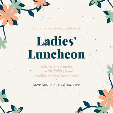 Ladies Luncheon Invitation Template Free