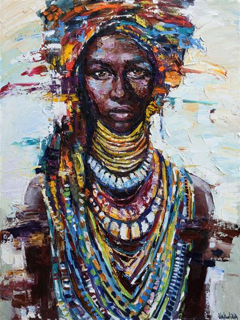 African Queen portrait painting, Original oil painting ...