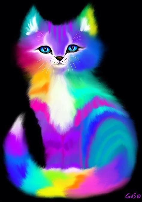 A Colorfully Striped Rainbow Cat Catart Rainbow Kittens Rainbow Cat