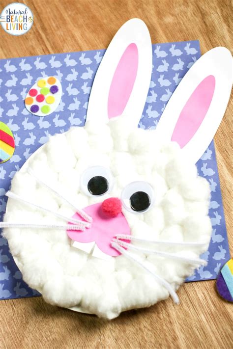 Make them as a decoration for the easter table, or give them away as small easter gifts. Easter Bunny Paper Plate Craft with Free Bunny Template - Natural Beach Living