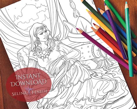 Scheherazade Fairy Tales Princesses And Fables Coloring Pagedigi Stamp