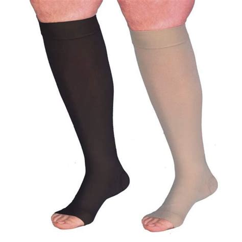 jobst opaque women s full calf knee high 20 30mmhg compression support stockings open toe