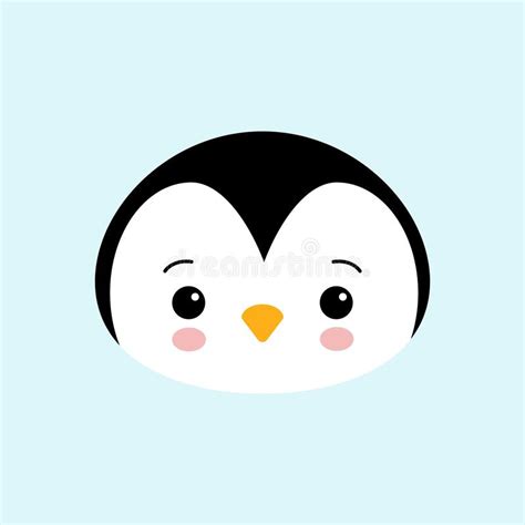 Cute Baby Penguin Standing On Blue Background Flat Design Vector