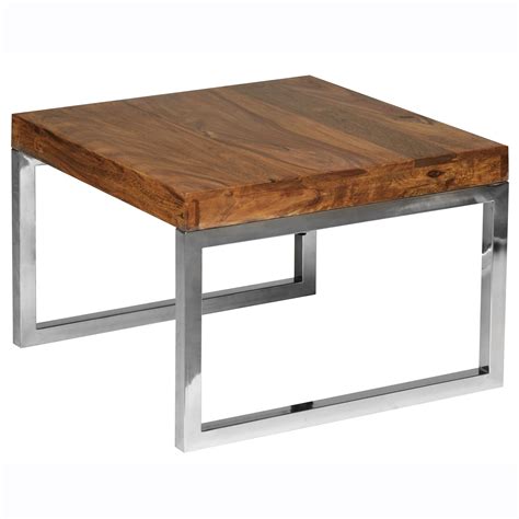 Preise vergleichen und bequem online bestellen! Chrom Holz Tisch 35X35 / Wohnling Beistelltisch Massiv ...