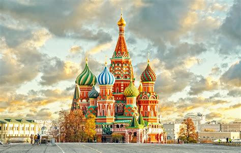Wallpaper City Moscow The Kremlin St Basils Cathedral Russia