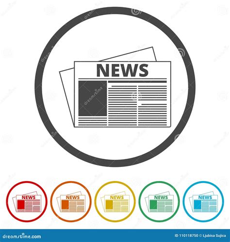 Newspaper Icon News Icon 6 Colors Included Stock Vector