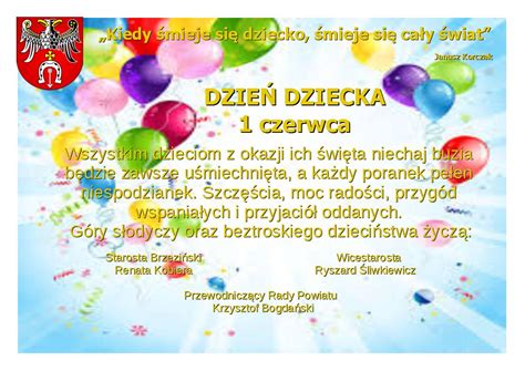 Życzenia z okazji dnia dziecka. Życzenia z okazji Dnia Dziecka | Starostwo Powiatowe w ...
