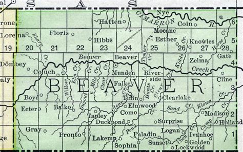 Beaver County Oklahoma 1911 Map Rand Mcnally Beaver City Knowles Gate