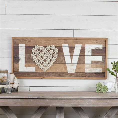 American Mercantile Love Wood And Metal Flowers Sign Wood Plank Walls