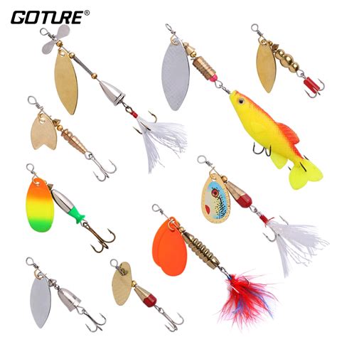 Goture 9pcs Metal Spinner Spoon Fishing Lure Hard Artificial Bait