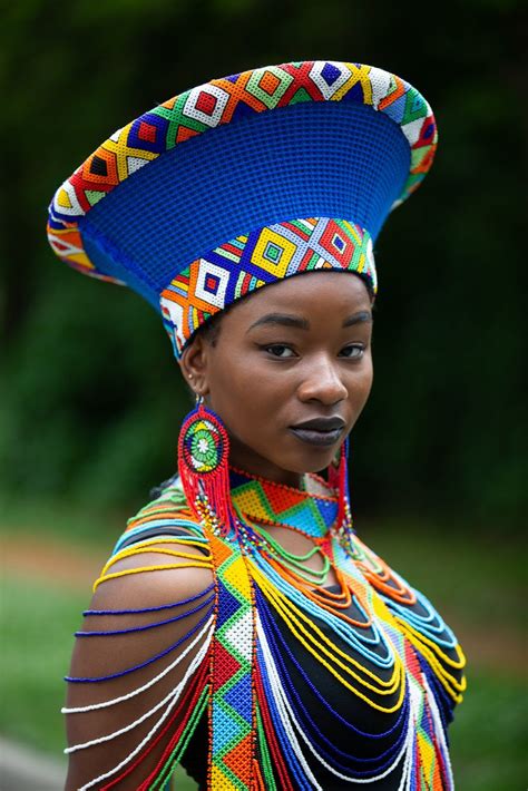 This Elegant Zulu Basket Hat In Blue With A Beaded Band Is The Perfect