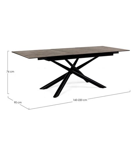 220cm Concrete Effect Extendable Dining Table Nardini Forniture