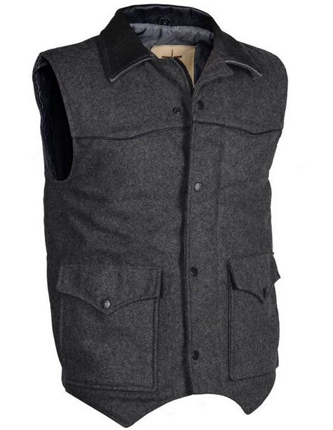 Sts Ranchwear Western Vest Mens Wool Lariat Charcoal Grey Sts3042