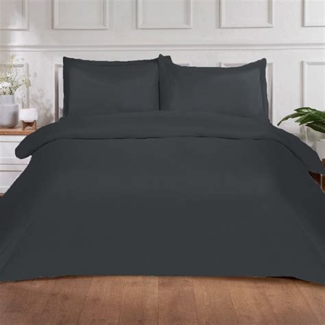 Brentfords Plain Dye Duvet Cover Set With Oxford Pillowcase Black