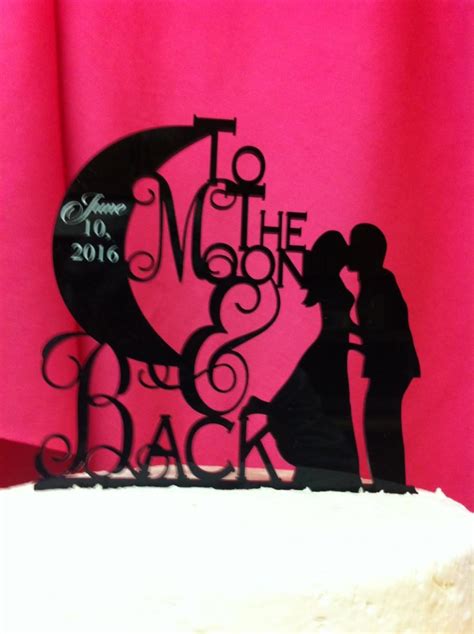 To The Moon And Back With Date Silhouette Wedding Cake Topper Andb101