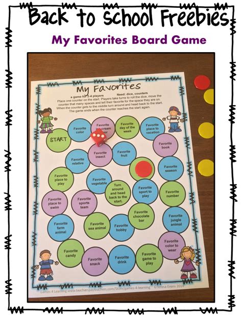 This is one of the better english games for students who are more advanced and it can be a fun get to know you activity as well. Fun Games 4 Learning: Back to School Board Game Freebies