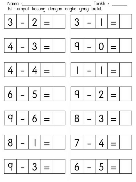 Kertas peperiksaan ini adalah matematik untuk murid darjah 1 mengikut kurikulum standard sekolah rendah (kssr). Lembaran Kerja Matematik Prasekolah Operasi Tambah Dan ...