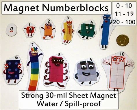 Magnetic Numberblocks Set 0 1000000 Waterproof Dry Etsy Uk Body