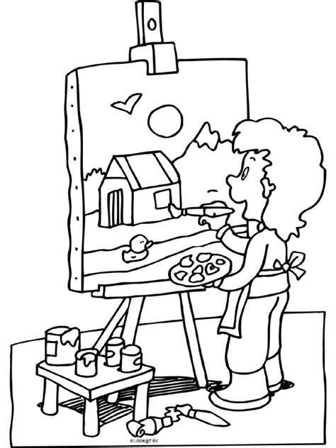 Kleurplaat Schilderij schilderen Kunstenaar Kleurplaten.nl