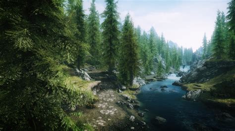Video Games Landscapes Nature Trees Forests Rivers The Elder Scrolls V