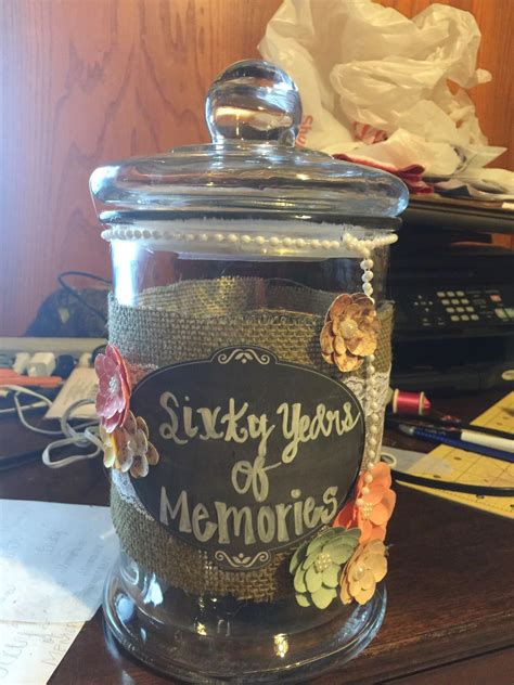 Gift ideas mom 60th birthday. 60 years of memories- we created a jar as a gift for my ...