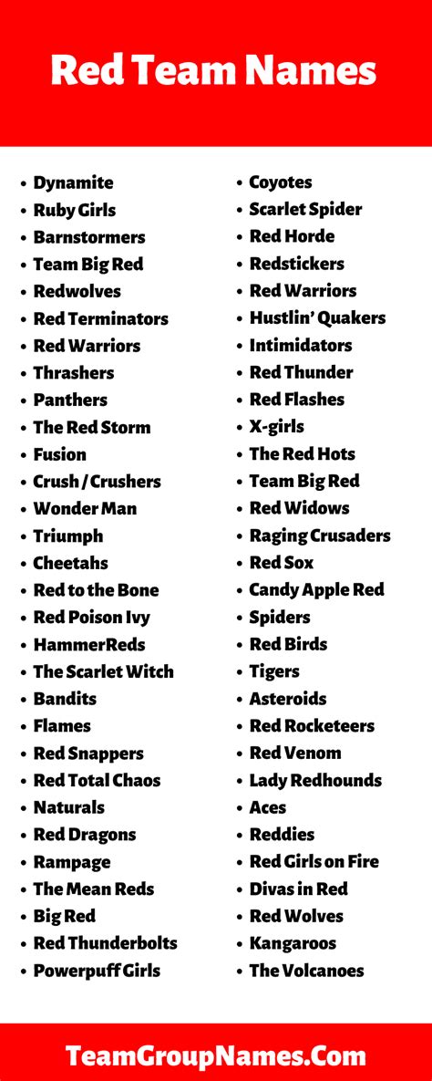 400 Red Team Names Cool Good Best Funny