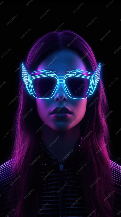 Premium Photo A Woman Wearing Neon Glasses