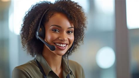 Premium Ai Image Imagine A Smiling Woman Wearing A Headset And Working As A Customer Service