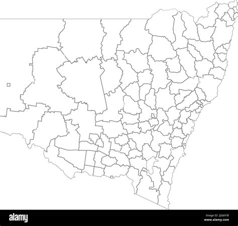 White Map Of Local Government Areas Of New South Wales Australia Stock