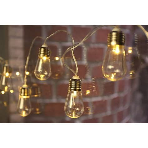 Edison Bulb String Lights 10 Warm Light Bullb Battery Operated Leds By Kikkerland From Usa