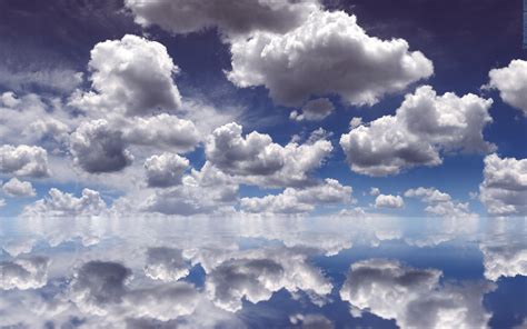 Water Blue Reflection Nature Clouds Sky Horizon Salt Lakes Minimalism