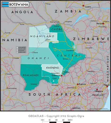 Botswana Political Wall Map