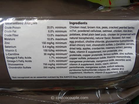 I was surprised to see this they also give you ingredients of each treat and the food contained in them. Kirkland Signature Super Premium Healthy Weight Dog Food