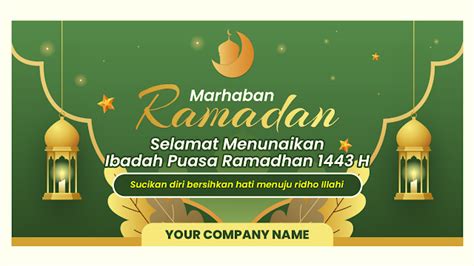 Contoh Desain Spanduk MMT Banner Marhaban Ya Ramadhan Estetik Kekinian Dengan Background Hijau