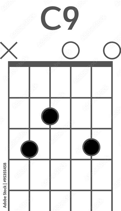 Guitar Chord Diagram To Add To Your Projects C9 Chord Stock Vector