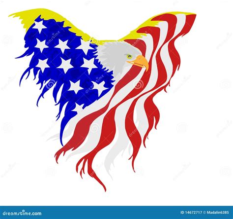 American Bald Eagle With Flag Cartoon Vector 24285699