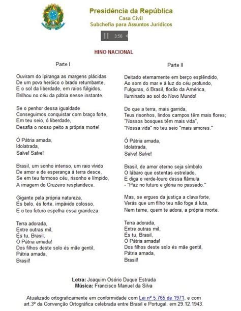 Himno De Brasil Letra