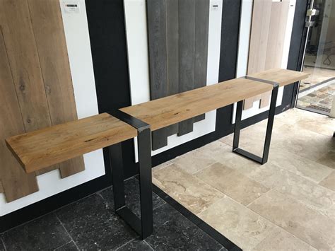 Fellytn console table for entryway, industrial sofa table with metal mesh shelf 3 tier hallway table, 40 inch rustic brown. Oak and metal console table | BCA Antique materials