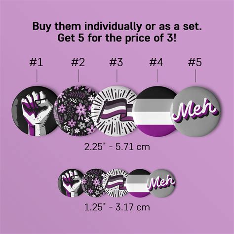 Subtle Asexual Pin Buttons Set Of 5 Asexual Pins Ace Tin Pins Asexual