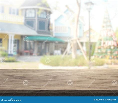 Table Top And Blur Building Of Background Stock Image Image Of
