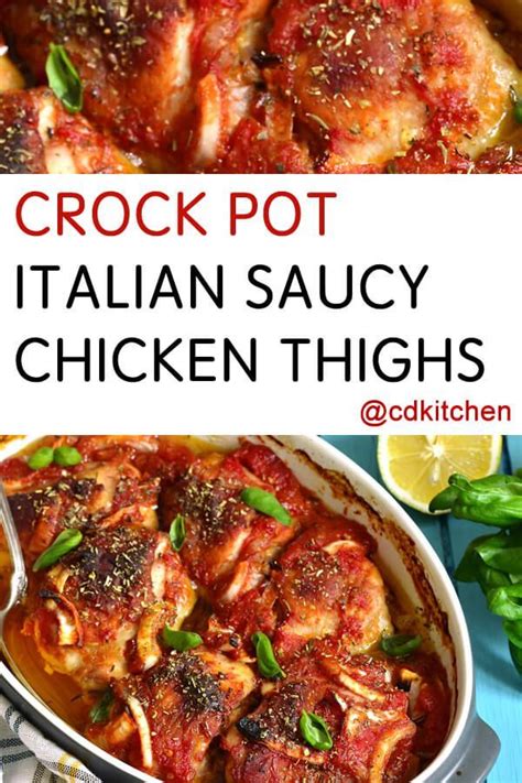 The recipe works well regardless of the part of the chicken you use. Crock Pot Italian Saucy Chicken Thighs Recipe from ...