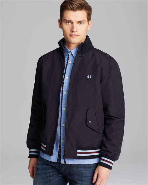 Fred Perry Tipped Nylon Bomber Jacket In Blue For Men Navy Lyst