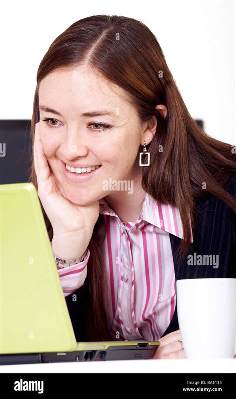 Business Woman Working On Her Laptop At Home Stock Photo Alamy