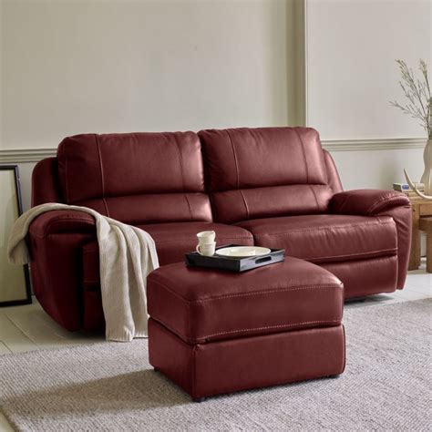 Finley 3 Seater Sofa 2 Electric Recliners Burgundy Leather