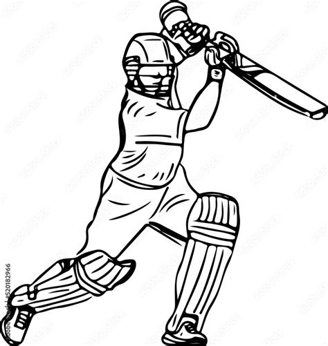 Cricket Logo Cricket Vector Sketch Drawing Of Legend Batsman Of India
