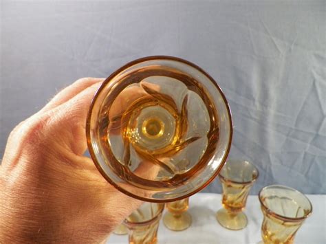 Set Of 6 Fostoria Jamestown Amber Glass Juice Glasses Ebay