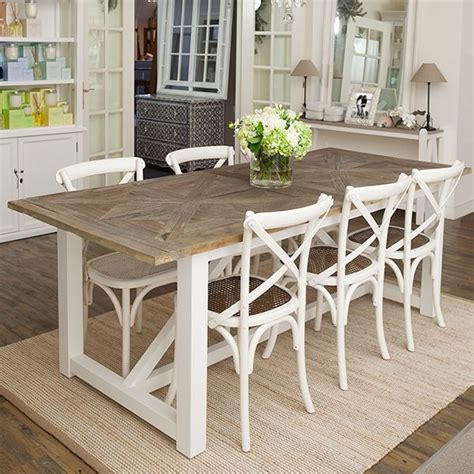 Elm Top Dining Table With White Timber Base Coastal Dining Room Sets