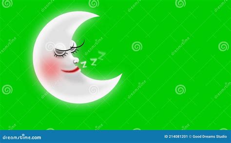 Cute Moon Cartoon Sleeping Zzz Loop Animation On Green Screen