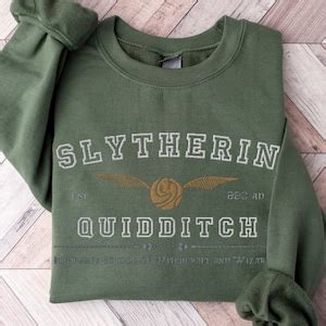 Slytherin Hogwarts Quidditch Varsity Sweatshirt Embroidered Wizard