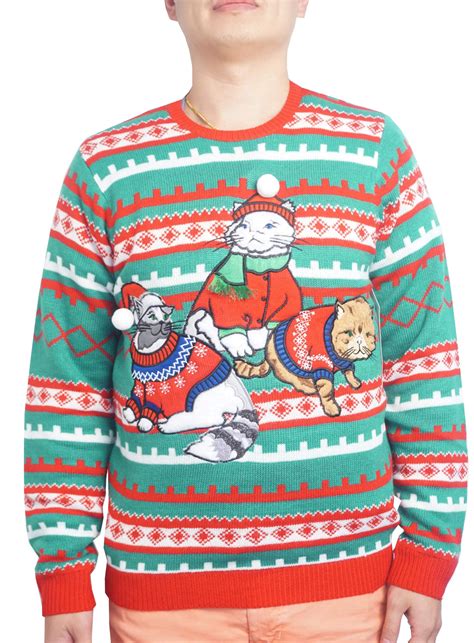 Holiday Holiday Mens Fancy Sweater Cat Ugly Christmas Sweater Up To